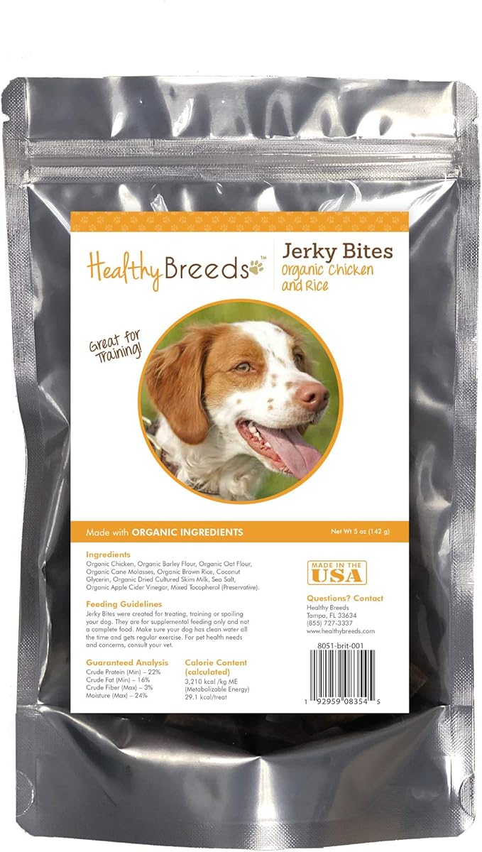 Healthy Breeds Brittany Jerky Bites Chicken & Rice Recipe Dog Treats 5 oz