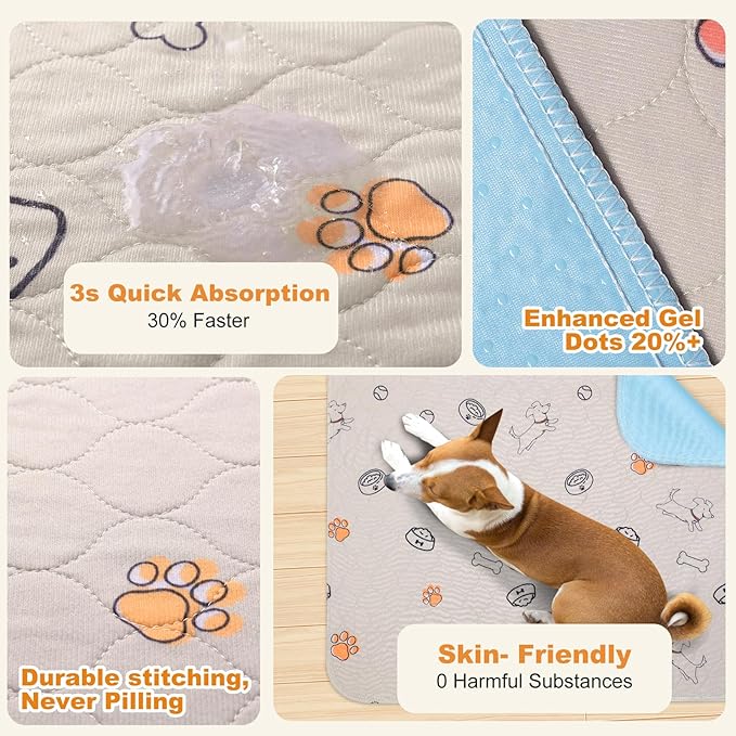 6 Pack Washable Pee Pads for Dogs 32x28 Inch Reusable Puppy Pads, Non-Slip Dog Training Pads Waterproof Dog Pee Pads Fast Absorbing Dog Pads Quick Drying Reusable Pee Pads for Dogs