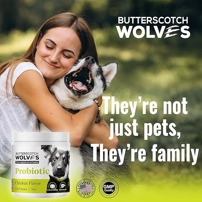 Probiotics for Dogs Supplement | Digestive and Immune Health Support Dog Vitamins with Probiotic Blend and Pumkin Powder | Approximately 120 Probiotic Chews for Dogs