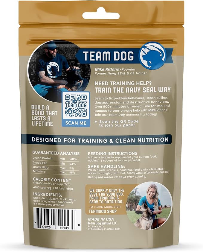 Duck Dog Food Topper | Duck Freeze Dried Raw Dog Food Topper | Wet & Dry Dog Food Toppers for Picky Dogs | Dog Food Seasoning with Duck Hearts for Dogs | 5 Oz