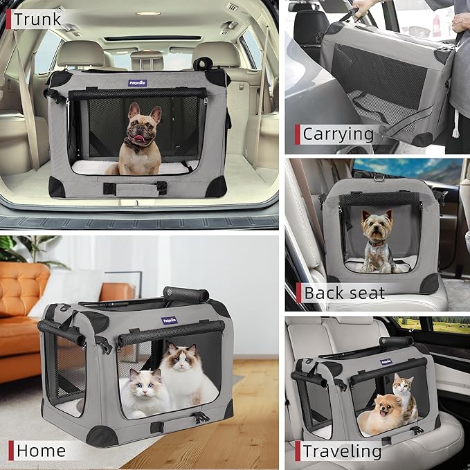 Large Cat Carrier for 2 Cats Small Medium Dogs, Soft Pet Carrier 24x17x17 for Traveling with Warm Blanket Foldable Bowl and Washable Pad