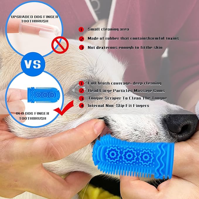 Cat Dog Toothbrush, Dog Tooth Brushing Kit, Cat Toothbrush, Dog Teeth Cleaning, Dog Finger Toothbrush, Dog Tooth Brush for Small & Large Pets, (6)