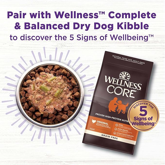 Wellness Bowl Boosters Hearty Toppers, Beef & Green Beans Recipe in Savory Bone Broth Dog Food Toppers, 5.5 Ounce Pouch (Pack of 12)