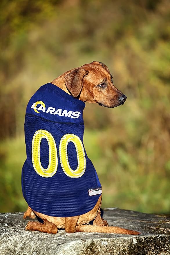 NFL Los Angeles Rams Dog Jersey, Size: Medium. Best Football Jersey Costume for Dogs & Cats. Licensed Jersey Shirt