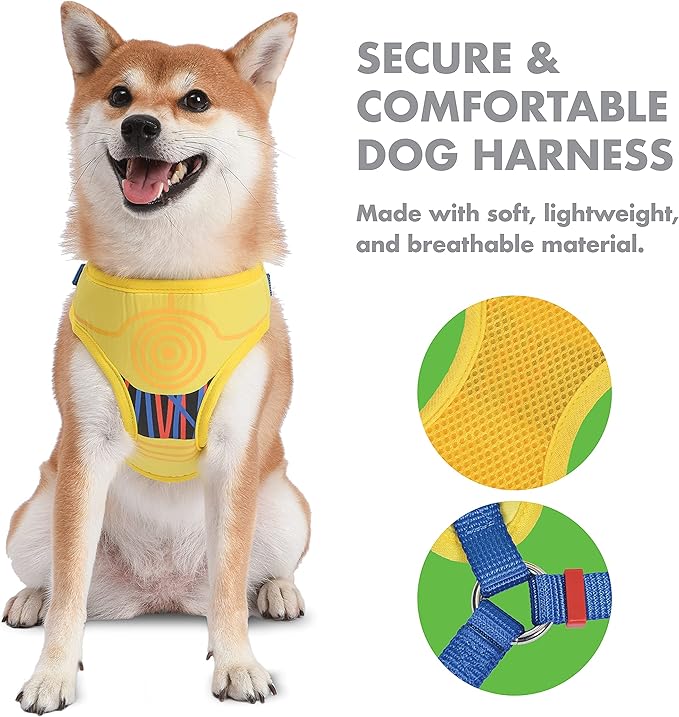 Star Wars for Pets C3PO Dog Harness for Medium Dogs, Medium (M) | Yellow Medium Dog Harness, No Pull Dog Harness with D-Ring | Machine Washable Merch for Dogs Dog Costume