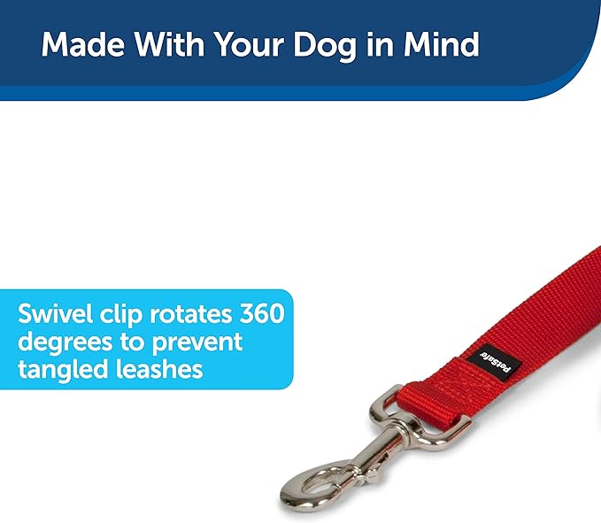 PetSafe Nylon Dog Leash - Strong, Durable, Traditional Style Leash with Easy to Use Bolt Snap - 3/4 in. x 4 ft., Red