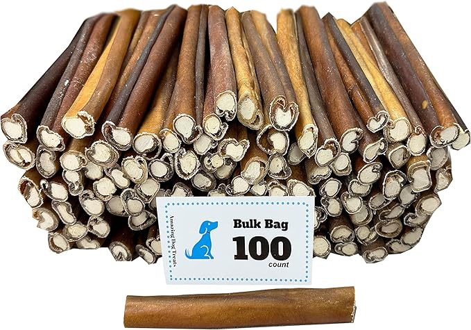 Amazing Dog Treats - 6 Inch Stuffed Bully Stick Filled Collagen Stick (100 Count) Collagen Bully Sticks for Dogs No Hide Filled Bones for Dogs - Stuffed Collagen for Dogs