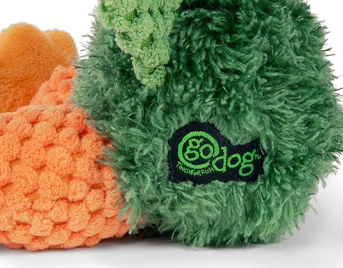 goDog Checkers Just for Me Sitting Duck Squeaky Plush Dog Toy, Chew Guard Technology - Green, Mini
