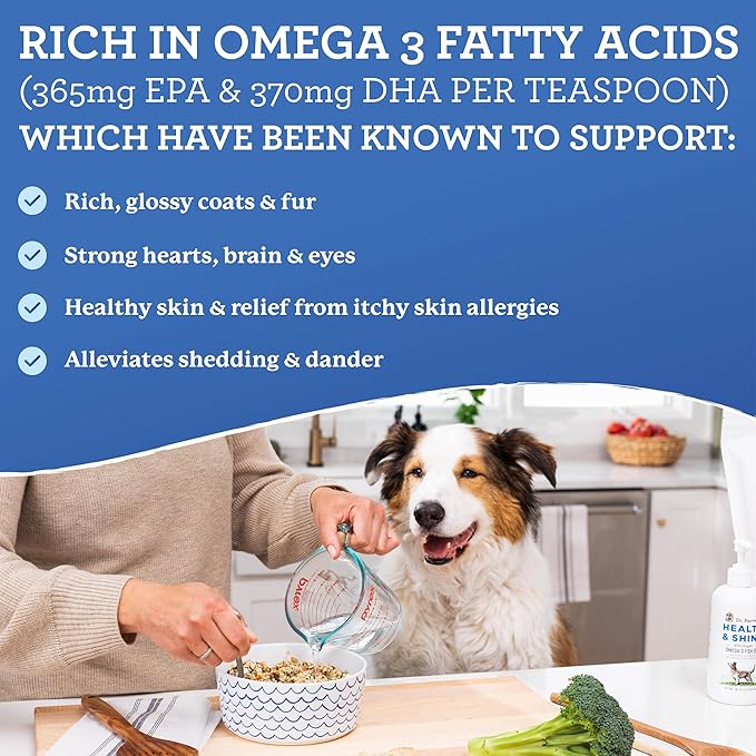 Dr. Harvey’s Health & Shine Omega 3 Fish Oil for Dogs from Wild Caught Cod, Mackerel, Herring, Anchovies and Sardines - Supports Beautiful Fur, Strong Joints and Itchy Allergy Relief (16 FL OZ)