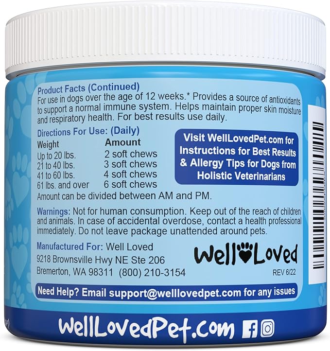 Dog Allergy Chews - Dog Allergy Relief, Made in USA, Vet Developed, Hot Spot Treatment for Dogs, Dog Itch Relief, Anti Itch for Dogs, Dog Vitamins, Dog Skin Allergies Treatment, 120 Count