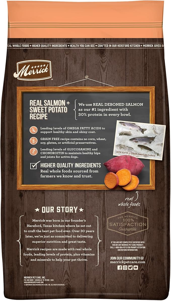 Merrick Grain Free Dry Dog Food Real Salmon & Sweet Potato Recipe - 10 lb Bag
