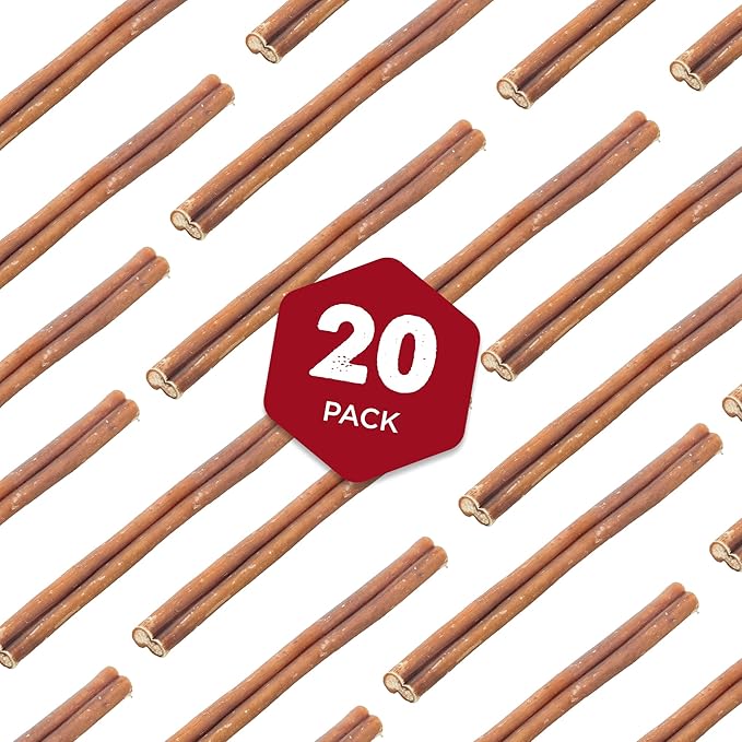 Best Bully Sticks 6 Inch Odor Free Bully Sticks for Dogs, 20 Pack, Bulk Bag 100% Natural, Grass-Fed Beef, Digestible Bully Bones, Grain and Rawhide Free, Odorless Dog Bully Sticks for Large Dogs