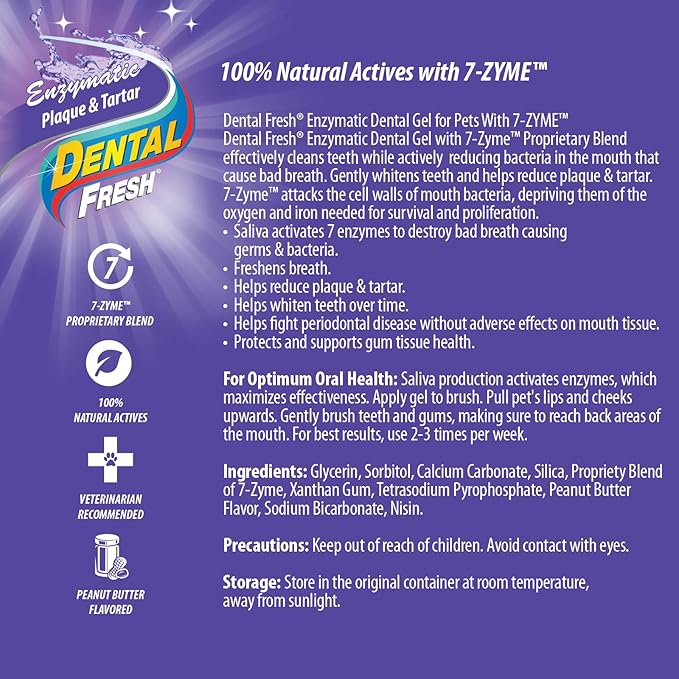 Dental Fresh Enzymatic Gel for Dogs, Dog Toothpaste – Dog Essentials for Dog Teeth Cleaning