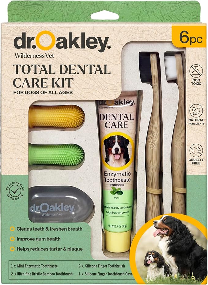 Total Dental Care Kit for Dogs: Minty Fresh -Toothpaste, Brushes, and Case, 1 Count (Pack of 1), Natural