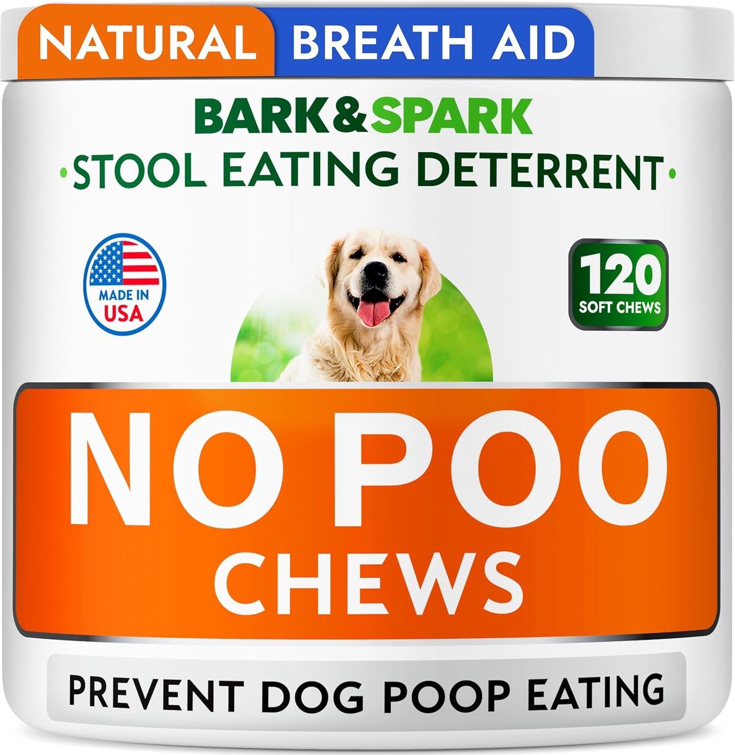 No Poo Chews for Dogs - Coprophagia & Stool Eating Deterrent with Probiotics, Digestive Enzymes & Breath Aid Support - Stop Dog Poop Eating - Made in USA - 120 Soft Chews