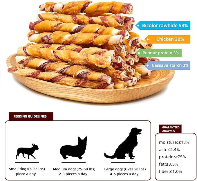 Jungle Calling Dog Treats, Natural Chicken Wrapped Rawhide Sticks, Grain-Free Training Rewards Chews for Small and Medium Puppy,10.6oz