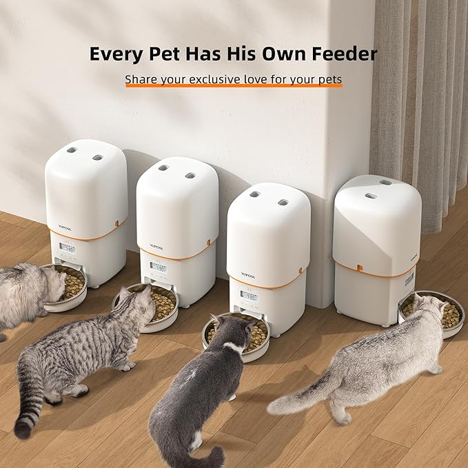 Automatic Cat Feeders - 2L/4L Cat Food Dispenser Easy to Use, Timed Automatic Pet Feeder with Over 180-day Battery Life, 1-6 Meals Dry Food Programmable Portion Control Also for Dogs