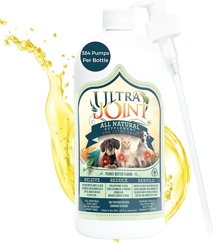 Ultra Joint - Liquid Joint Support Supplement for Dogs with Glucosamine & Chondroitin - Pain Relief from Arthritis & Inflammation (32 oz)