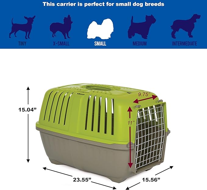 MidWest Homes for Pets Spree Travel Pet Carrier, Dog Carrier Features Easy Assembly and Not The Tedious Nut & Bolt Assembly of Competitors, Green, 24-Inch Small Dog Breeds (1424SPG)