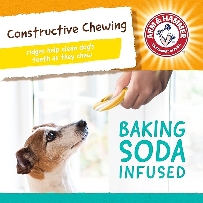 Arm & Hammer for Pets Ringers Dental Treats for Dogs | Dog Dental Chews Fight Bad Breath & Tartar Without Brushing | Fruity Banana Flavor in Dog Treat Bag, 5-Ct Dental Dog Chews, 24 Pack
