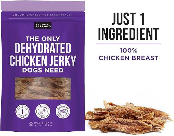 Natural Rapport Chicken Jerky Dog Treats - The Only Chicken Tender Jerky Dogs Need - All Natural Dog Treats for Small and Large Dogs (4 oz)