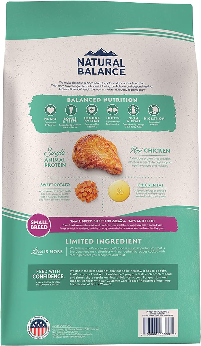 Natural Balance Limited Ingredient Small Breed Adult Grain-Free Dry Dog Food, Chicken & Sweet Potato Recipe, 4 Pound (Pack of 1)