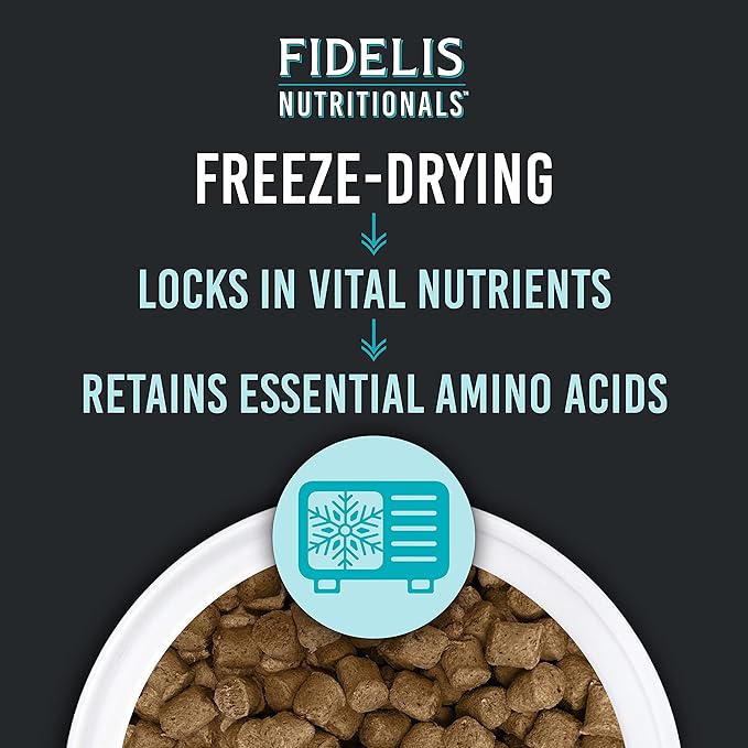 FIDELIS Freeze Dried Raw Dog Food with Superfoods for Large Dog Breeds (32 oz) - Made in USA with Free Range Beef, Grain-Free, High Protein for Adult or Puppy