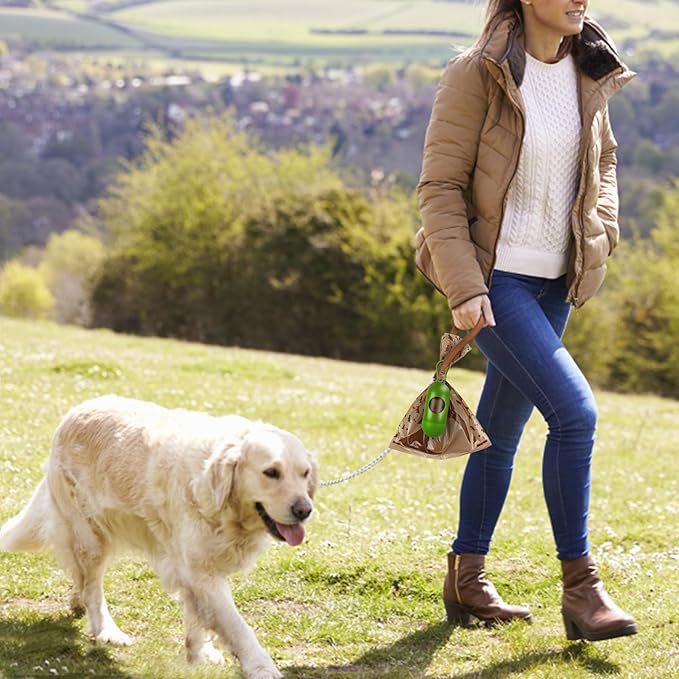 180 Count Dog Poop Bags with Dispenser, Leak-Proof Large Doggie Bag for Poop, Extra Thick Doggy Waste Bags, Unscented, Pet Trash Bags Holder Outdoor Puppy Walking and Traveling Rolls, Brown