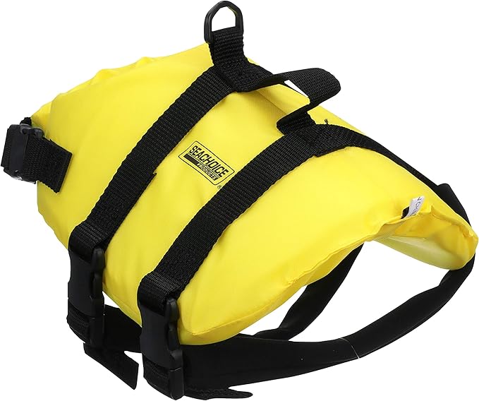 Seachoice Dog Life Vest, Adjustable Life Jacket for Dogs, w/Grab Handle, Yellow, Size XS, 7-15 Lbs.