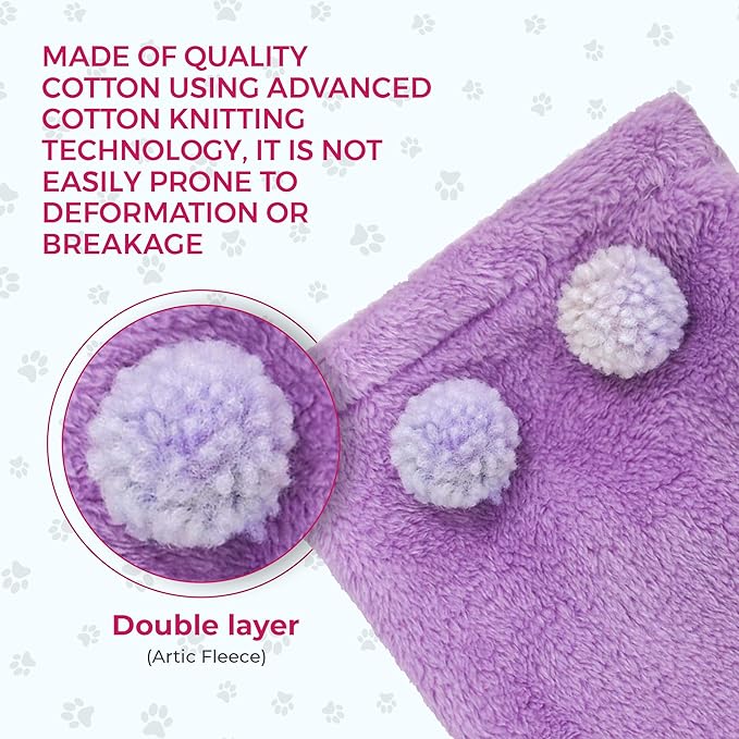 Adjustable Dog Noise Cancelling Ear Muffs Noise Protection - No Flap Ear Wraps for Dogs - Snoods Dog Headband Ear Covers for Anxiety Relief, Thunderstorms, Fireworks & Grooming (Purple, Small)