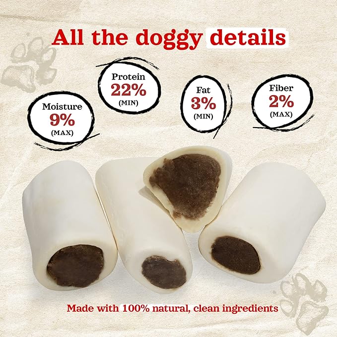 Natural Farm Peanut Butter Filled Bones (3-4 Inch, 6 Pack), Limited Ingredient, Natural Stuffed Dental Dog Bone Treats for Dogs, Made with Real Beef