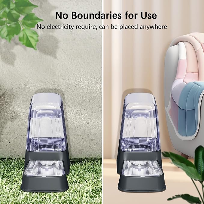 Automatic Dog Water Dispenser, Gravity Cat Water Dispenser with Stainless Steel Bowl, 100% BPA-Free, 5L Large Capacity Pet Water Dispenser for Cats Dogs Pets
