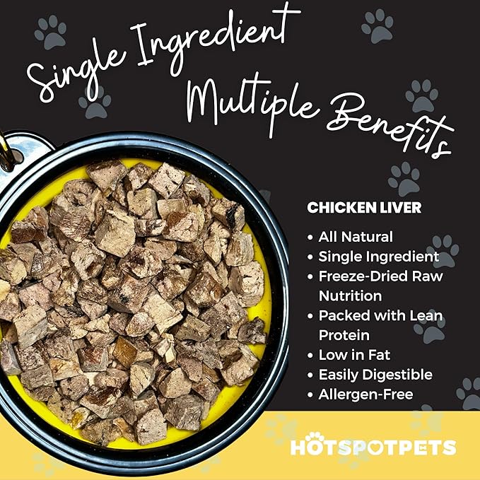 hotspot pets Freeze Dried Chicken Liver Treats for Cats & Dogs -1LB BIG BAG- Single Ingredient All Natural Grain-Free - Perfect for Training, Topper or Snack -Made in USA - (Chicken Liver)