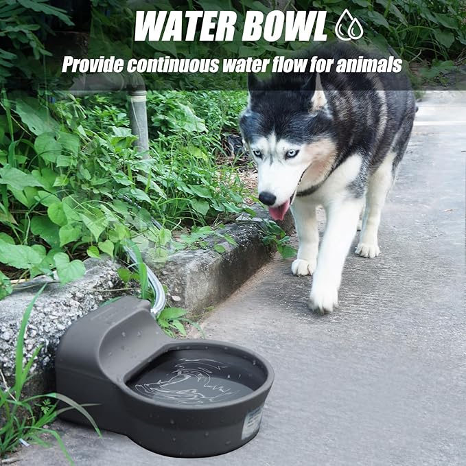 Automatic Water Bowl for Dogs, Patented 2L Dog Water Bowl Dispenser, Automatic Dog Waterer Fit 3/4'' GHT Faucet, Fit Water Pipe, Copper Connector Outdoor Dog Water Bowl for Chicken Livestock Animal