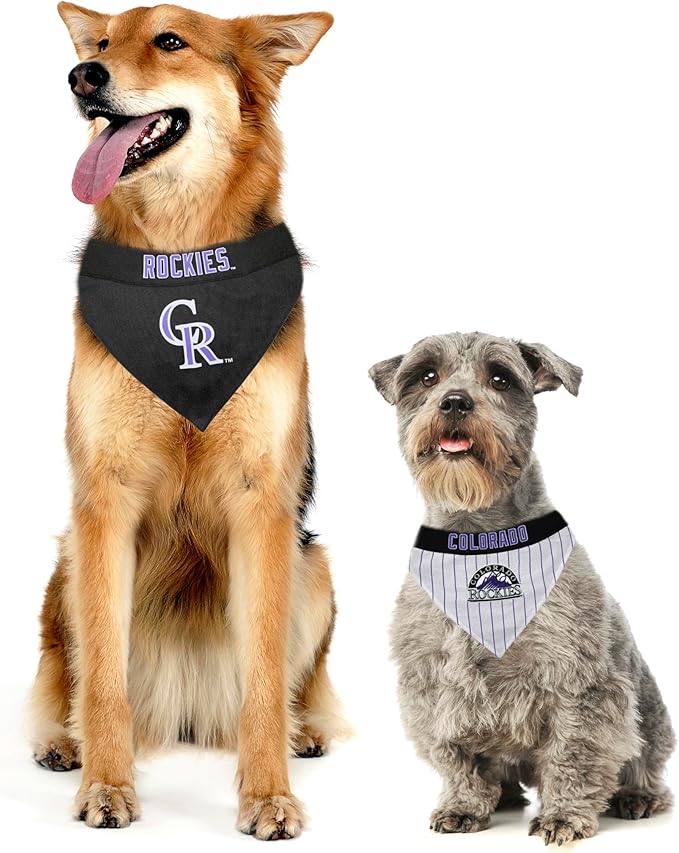 Pets First ROC-3217-S-M MLB Colorado Rockies Reversible Pet Bandana, Small/Medium, MLB Team Color