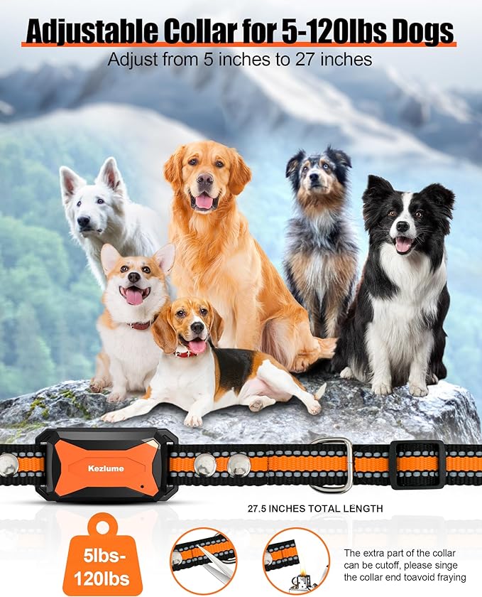 Dog Shock Collar - 4000Ft Waterproof Dog Training Collar with Remote for 5-120lbs Small Medium Large Dogs, 3 Channels, Rechargeable E Collars with Beep Vibration Safe Shock Modes (Orange)