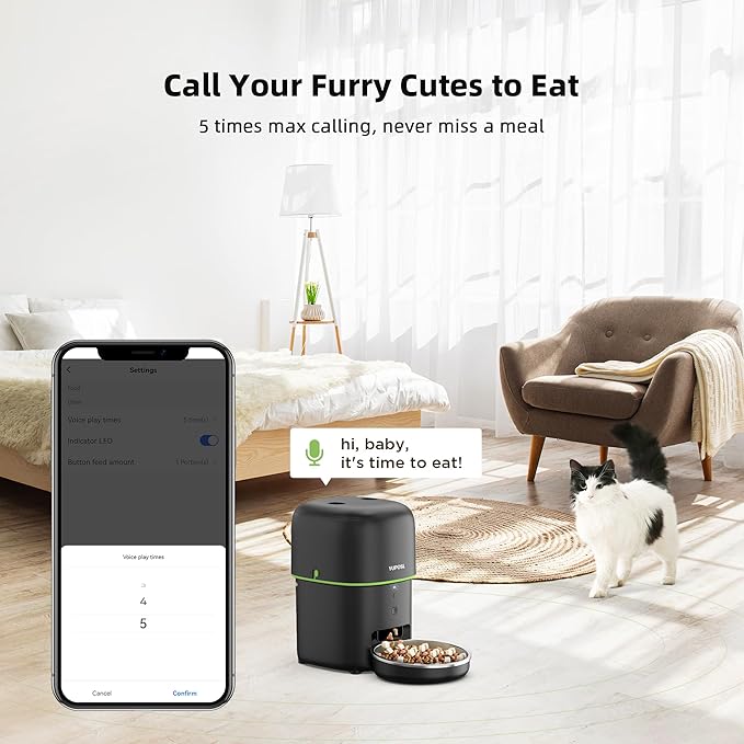 Automatic Cat Feeder WiFi - Easy to Clean 2L/4L WiFi Automatic Cat Feeder for Remote Feeding, Cat Food Dispenser with Lock Feature and Suitable Portion Size, Only 2.4GHz