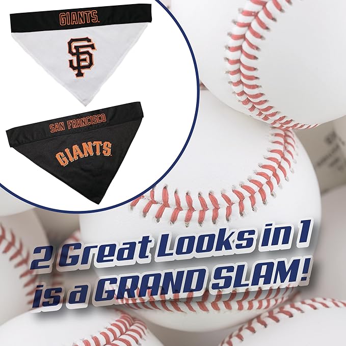 Pets First SFG-3217-S-M MLB San Francisco Giants Reversible Pet Bandana, Small/Medium, MLB Team Color