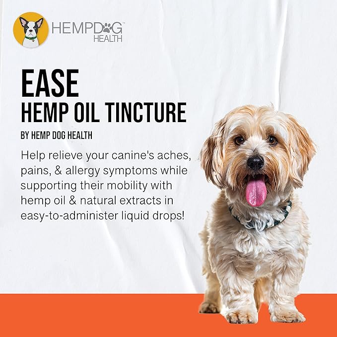 EASE - Hemp Oil for Dogs - for Dog Arthritis, Allergies, Aches, Pains, Joint Wellness - Dog Arthritis Pain Relief & Anti Inflammatory for Dogs - 100% Natural Hemp Dog Drops