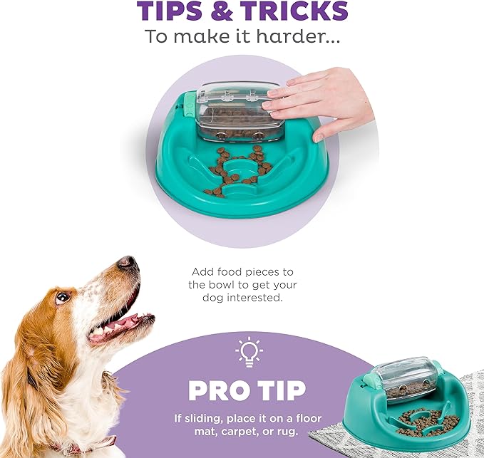 Nina Ottosson by Outward Hound Dog Spin N' Eat Interactive Dog Food Puzzle Slow Feeder, Level 2 Intermediate Dog Enrichment Toy, Green