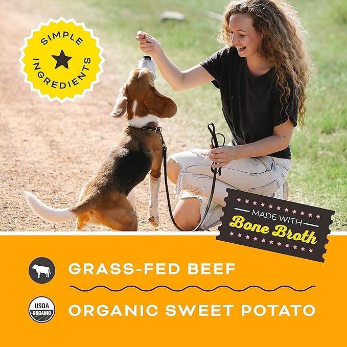 Primal Beef Jerky Dog Treats Made with Beef Bone Broth for Dogs, FriendChips Matter Chewy Dog Treat, 4 oz (Pack of 2)