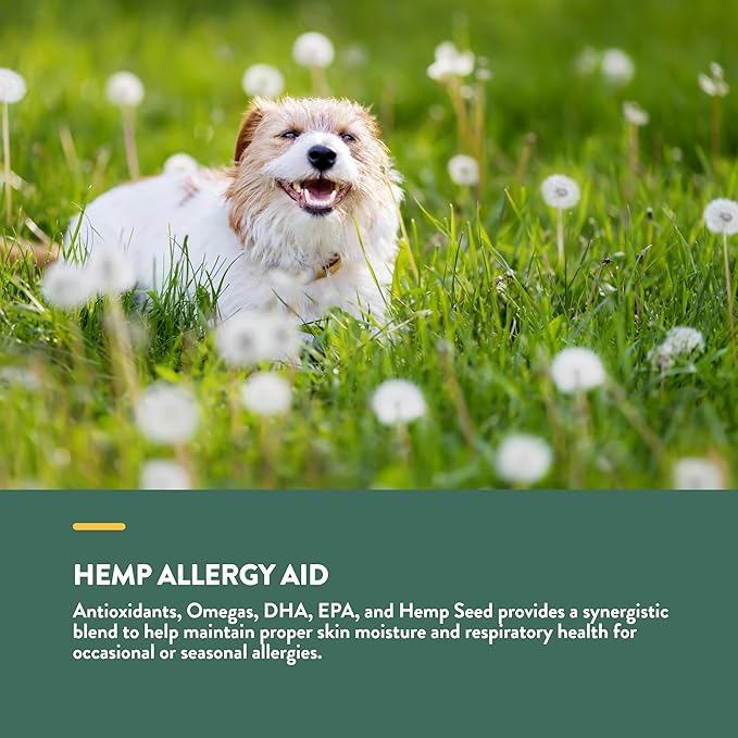 NaturVet Hemp Allergy Aid Supplement for Dogs, Hemp Seed, Antioxidants, Omegas, Dha & Epa for Healthy Skin & Respiratory Health, 120 Count