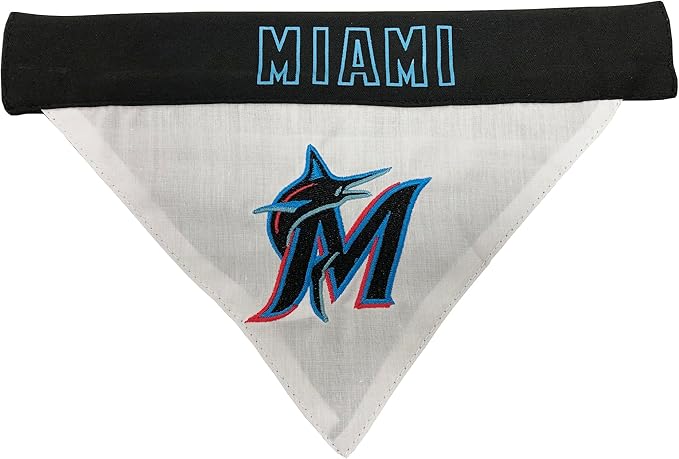 Pets First MAR-3217-L-XL MLB Dog Bandana - Miami Marlins Reversible Pet Bandana, Large/X-Large, MLB Team Color