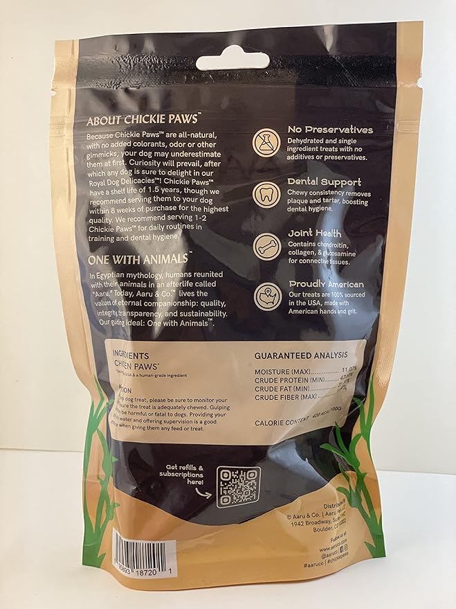Aaru & Co. Chickie Paws 12ct - NO Claws, 100% USA Sourced and Made, Dehydrated, All-Natural, Single-Ingredient Chicken Paws (Chicken Feet) Dog Treats/Dog Delicacies