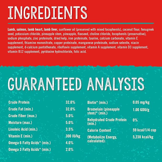 Stella & Chewy's Stella's Solutions Skin & Coat Boost Grass-Fed Lamb & Wild-Caught Salmon Dinner Morsels Freeze-Dried Raw Dog Food, 13 oz (SOL-FDLSSC-13)