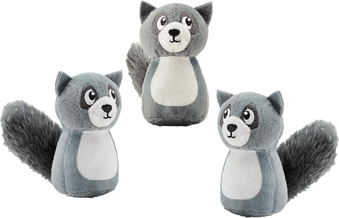 Outward Hound Squeakin' Racoon Hide A Puzzle Plush Replacement Dog Toys - 3 Pack
