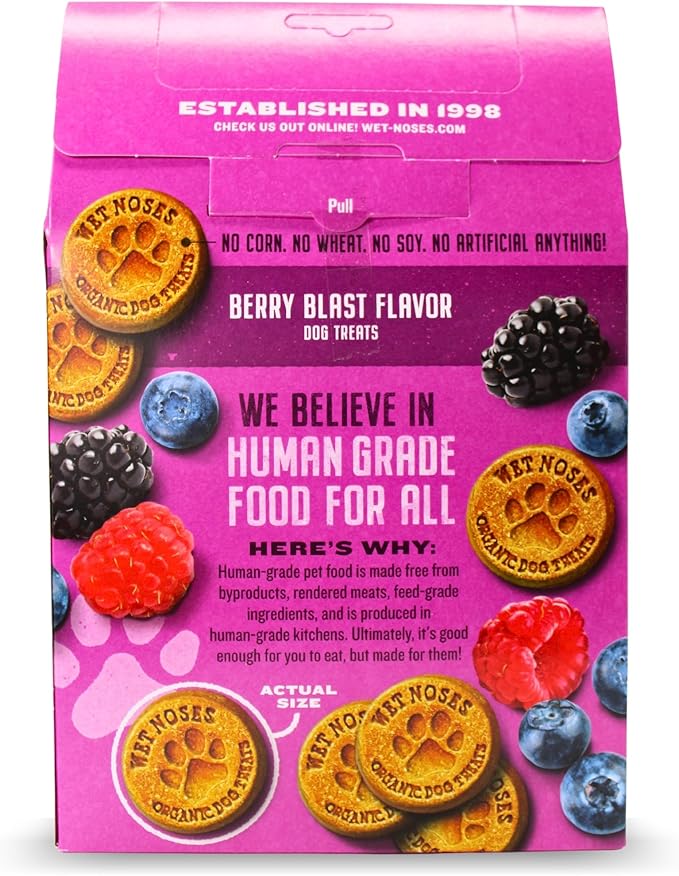 Organic Crunchy Dog Treats – for All Pet Sizes, Breeds – All-Natural Puppy Treat, Senior Dog Snack – 100% Human-Grade – Delicious Chews for Dogs – Grain-Free Berry Blast, 14 Oz (2-Pack)