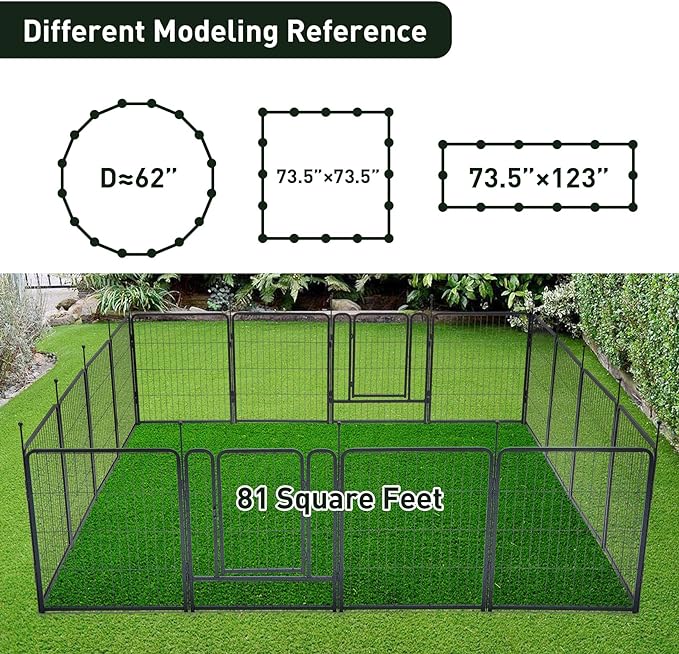 mestyl Dog Playpen, 32" Height 24 Panels Outdoor Pet Play Pen, Big Dog Exercise Play Pen for Large/Medium/Small Dogs, Foldable Puppy Pen for Indoor, Camping, RV, Anti-Rust Paint Finish, Quick Install