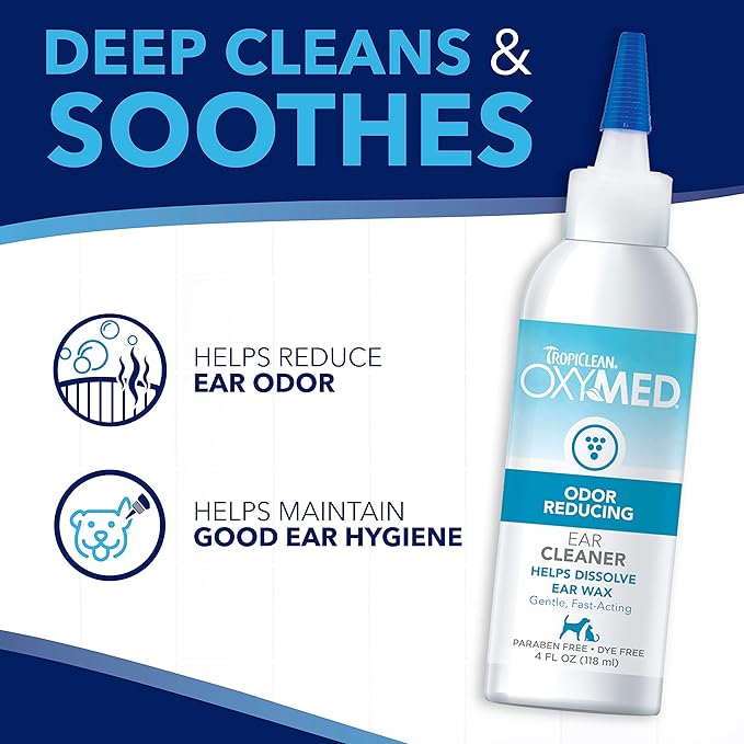 TropiClean Oxymed Cat & Dog Ear Cleaner Solution | Care Solution for Pet Ears | Suitable for Dogs & Cats | 1 Gallon