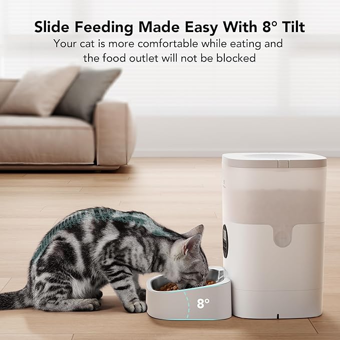 PETLIBRO Automatic Cat Feeder, Automatic Cat Food Dispenser with Timer Interactive Voice Recorder, Auto Cat Feeder with 1-4 Meals Control Dry Food, White Transparent